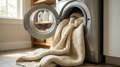 Får du inte plats med filten eller överkastet i tvättmaskinen? Här är det säkraste sättet att tvätta den